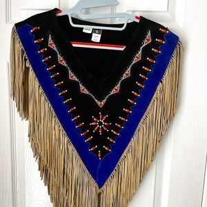 Women's Western Leather Poncho - Size Large